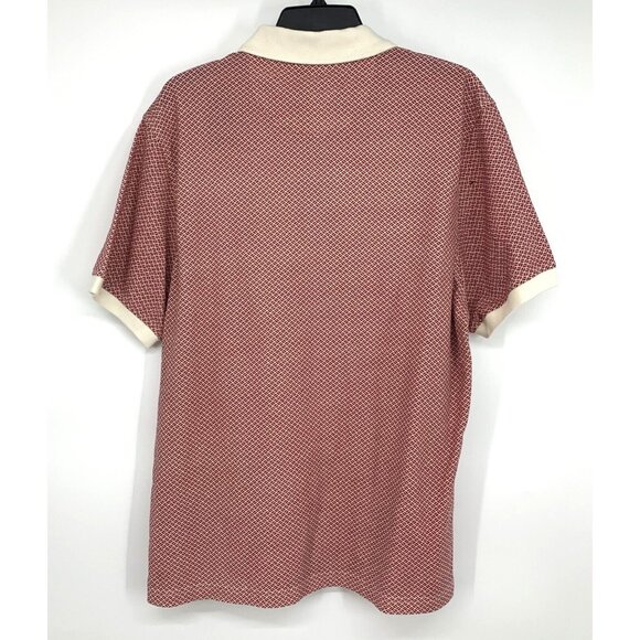 Club Room Top Polo Shirt Frat Geometric Short Sleeve Red Button - Picture 12 of 14